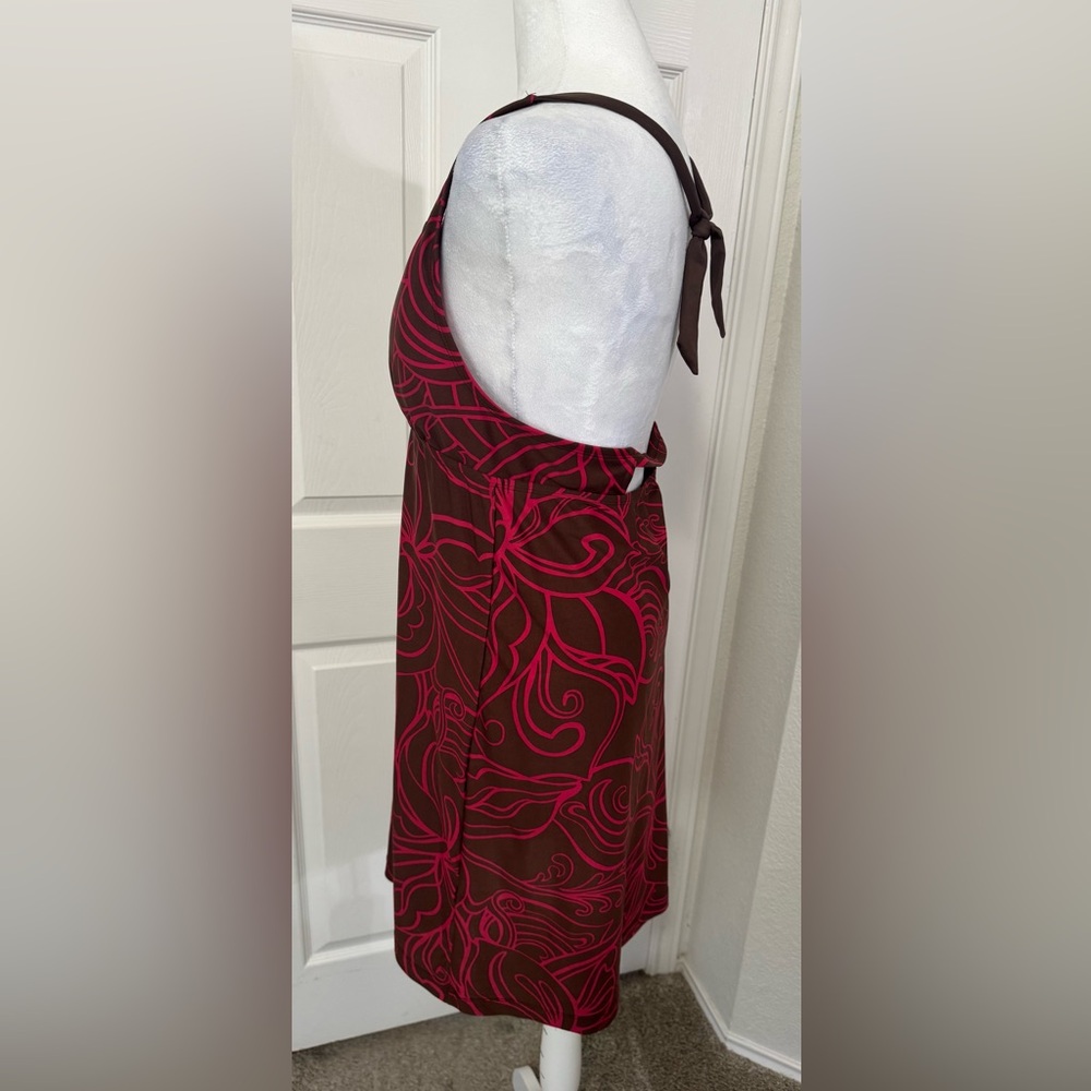 Athletes Brown Pink Halter Top Swim Dress Size Large - Picture 5 of 9